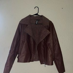rust red brown leather jacket